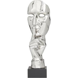 image:imageDeco 79 Polystone Mask Decorative Sculpture Quiet Gesture Home Decor Statue Accent Figurine 6 x 5 x 17 GoldSilver