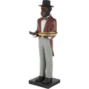 image:imageDeco 79 Resin Monkey Decorative Sculpture Tall Waiter Home Decor Statue with Gold Accent and Square Base Accent Figurine 24 x 24 x 64 RedRed