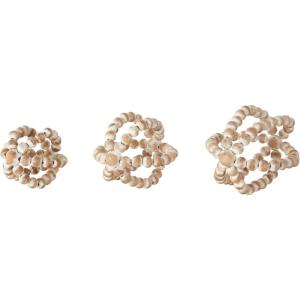 image:imageDeco 79 Wood Knot Handmade Decorative Sculpture Beaded Home Decor Statues with White Washed Distressing Set of 3 Accent Figurines 6 5 5 H Brown