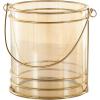 image:imageDeco 79 Metal Candle Lantern with Thin Circular Rods and Tinted Glass 8 x 6 x 8 Gold8 x 6 x 8