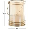 image:imageDeco 79 Metal Candle Lantern with Thin Circular Rods and Tinted Glass 8 x 6 x 8 Gold9 x 8 x 10