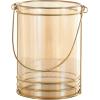 image:imageDeco 79 Metal Candle Lantern with Thin Circular Rods and Tinted Glass 8 x 6 x 8 Gold9 x 8 x 10