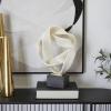 image:imageDeco 79 Polystone Abstract Decorative Sculpture Ribbon Line Home Decor Statue with Black Base Accent Figurine 11 x 9 x 17 White