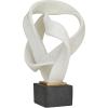 image:imageDeco 79 Polystone Abstract Decorative Sculpture Ribbon Line Home Decor Statue with Black Base Accent Figurine 11 x 9 x 17 White