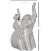 image:imageDeco 79 Porcelain Ceramic Elephant Decorative Sculpture Home Decor Statue Accent Figurine 5 x 7 x 11 Silver
