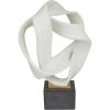 image:imageDeco 79 Polystone Abstract Decorative Sculpture Ribbon Line Home Decor Statue with Black Base Accent Figurine 11 x 9 x 17 White