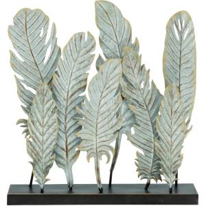 image:imageDeco 79 Metal Bird Decorative Sculpture Feathers Home Decor Statue Accent Figurine 20 x 5 x 21 Gray