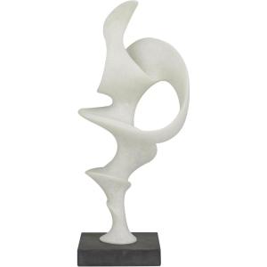 image:imageDeco 79 Polystone Abstract Decorative Sculpture Home Decor Statue with Black Base Accent Figurine 9 x 6 x 20 White
