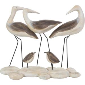 image:imageDeco 79 Polystone Bird Decorative Sculpture Family Home Decor Statue with Cream Rock Base Accent Figurine 14 x 5 x 12 Brown