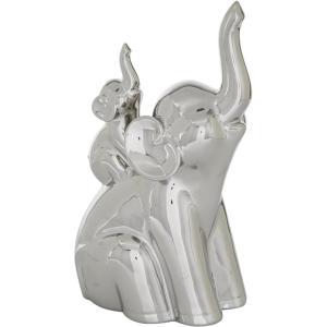 image:imageDeco 79 Porcelain Ceramic Elephant Decorative Sculpture Home Decor Statue Accent Figurine 5 x 7 x 11 Silver