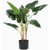 image:imageDeco 79 Faux Foliage Anthurium Artificial Plant with Realistic Leaves and Black Plastic Pot 26 x 27 x 28 Green