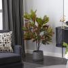 image:imageDeco 79 Faux Foliage Croton Artificial Plant with Realistic Leaves and Black Plastic Pot 27 x 27 x 50 Green