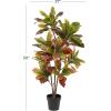image:imageDeco 79 Faux Foliage Croton Artificial Plant with Realistic Leaves and Black Plastic Pot 27 x 27 x 50 Green