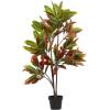 image:imageDeco 79 Faux Foliage Croton Artificial Plant with Realistic Leaves and Black Plastic Pot 27 x 27 x 50 Green