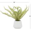 image:imageDeco 79 Faux Foliage Fern Artificial Plant with Realistic Leaves and White Ceramic Pot 18 x 16 x 14 GreenGreen