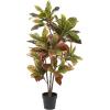 image:imageDeco 79 Faux Foliage Croton Artificial Plant with Realistic Leaves and Black Plastic Pot 27 x 27 x 50 Green