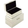 image:imageCosmoLiving by Cosmopolitan Wooden Decorative Box Decorative Keepsake Boxes with Textured Foiled Exterior Set of 2 Storage Boxes 13 11W SilverSilver