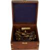 image:imageDeco 79 Brass Metal Sextant Compass with Decorative Wood Box Set of 2 7 W 3 H GoldGold