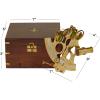 image:imageDeco 79 Brass Metal Sextant Compass with Decorative Wood Box Set of 2 7 W 3 H GoldGold