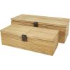image:imageDeco 79 Wood Carved Linear Box Set of 2 19 16W Light BrownLight Brown