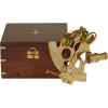 image:imageDeco 79 Brass Metal Sextant Compass with Decorative Wood Box Set of 2 7 W 3 H GoldGold