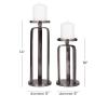 image:imageCosmoLiving by Cosmopolitan Aluminum Geometric Pillar Candle Holder Set of 2 14 10H BlackBlack