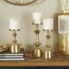 image:imageCosmoLiving by Cosmopolitan Aluminum Metal Decorative Candle Holder Pillar Candle Stand Set of 3 Candlestick Holder 11 9 7 H GoldGold