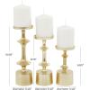 image:imageCosmoLiving by Cosmopolitan Aluminum Metal Decorative Candle Holder Pillar Candle Stand Set of 3 Candlestick Holder 11 9 7 H GoldGold