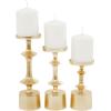 image:imageCosmoLiving by Cosmopolitan Aluminum Metal Decorative Candle Holder Pillar Candle Stand Set of 3 Candlestick Holder 11 9 7 H GoldGold