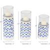 image:imageDeco 79 67110 LatticePatterned Ceramic Candle Holders 9 x 11 x 13 WhiteGreenClearBlackSilver