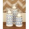 image:imageDeco 79 67110 LatticePatterned Ceramic Candle Holders 9 x 11 x 13 WhiteGreenClearBlackSilver