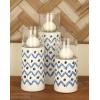 image:imageDeco 79 67110 LatticePatterned Ceramic Candle Holders 9 x 11 x 13 WhiteGreenClearBlackSilver