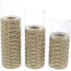 image:imageDeco 79 67110 LatticePatterned Ceramic Candle Holders 9 x 11 x 13 WhiteGreenClearLightbrownClear