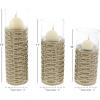 image:imageDeco 79 67110 LatticePatterned Ceramic Candle Holders 9 x 11 x 13 WhiteGreenClearLightbrownClear
