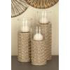 image:imageDeco 79 67110 LatticePatterned Ceramic Candle Holders 9 x 11 x 13 WhiteGreenClearLightbrownClear