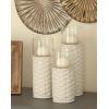 image:imageDeco 79 67110 LatticePatterned Ceramic Candle Holders 9 x 11 x 13 WhiteGreenClearWhiteClear