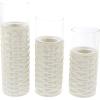 image:imageDeco 79 67110 LatticePatterned Ceramic Candle Holders 9 x 11 x 13 WhiteGreenClearWhiteClear