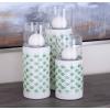 image:imageDeco 79 67110 LatticePatterned Ceramic Candle Holders 9 x 11 x 13 WhiteGreenClearWhiteGreenClear