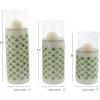 image:imageDeco 79 67110 LatticePatterned Ceramic Candle Holders 9 x 11 x 13 WhiteGreenClearWhiteGreenClear