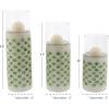 image:imageDeco 79 67110 LatticePatterned Ceramic Candle Holders 9 x 11 x 13 WhiteGreenClearWhiteGreenClear