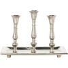 image:imageDeco 79 Aluminum Metal 3 Candle Candelabra with Candle Plate 12 x 6 x 9 Silver
