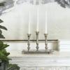 image:imageDeco 79 Aluminum Metal 3 Candle Candelabra with Candle Plate 12 x 6 x 9 Silver