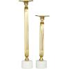 image:imageDeco 79 Aluminum Metal Decorative Candle Holder Paper Clip Pillar Candle Stand with Marble Base Set of 2 Candlestick Holder 19 15 H Gold