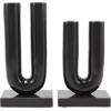 image:imageDeco 79 Aluminum Metal Geometric Decorative Candle Holder UShaped Candle Stand with White Marble Bases Set of 2 Candlestick Holder 9 11 H GoldBlack
