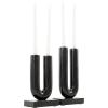 image:imageDeco 79 Aluminum Metal Geometric Decorative Candle Holder UShaped Candle Stand with White Marble Bases Set of 2 Candlestick Holder 9 11 H GoldBlack
