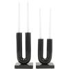 image:imageDeco 79 Aluminum Metal Geometric Decorative Candle Holder UShaped Candle Stand with White Marble Bases Set of 2 Candlestick Holder 9 11 H GoldBlack