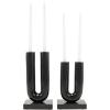 image:imageDeco 79 Aluminum Metal Geometric Decorative Candle Holder UShaped Candle Stand with White Marble Bases Set of 2 Candlestick Holder 9 11 H GoldBlack