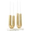 image:imageDeco 79 Aluminum Metal Geometric Decorative Candle Holder UShaped Candle Stand with White Marble Bases Set of 2 Candlestick Holder 9 11 H GoldGold