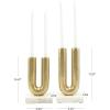 image:imageDeco 79 Aluminum Metal Geometric Decorative Candle Holder UShaped Candle Stand with White Marble Bases Set of 2 Candlestick Holder 9 11 H GoldGold