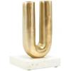 image:imageDeco 79 Aluminum Metal Geometric Decorative Candle Holder UShaped Candle Stand with White Marble Bases Set of 2 Candlestick Holder 9 11 H GoldGold